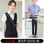 Women's three-piece black vest + gray shirt + pants / S