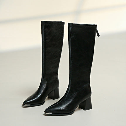 Over-The-Knee Boots for Women 2025 New European and American Fashion Elegant Fashion Boots Thick Heel High Heel Straight Knight Boots Trendy