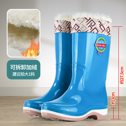 Rain Boots Mid-Calf Women's Outdoor Fashionable Water Shoes Non-Slip Waterproof Boots Lightweight Comfortable Rubber Shoes Thickened Wear-Resistant Rain Boots for Women