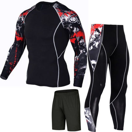 Men's Sportswear Sweat-Wicking Running Marathon Tight-Fitting Suit Quick-Drying High-Elastic Two, Three, or Four-Piece Set Wholesale Trade