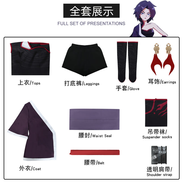 Wu Liuqi Assassin Plum Blossom Eleven Cosplay Costume Full Set + Wig Anime Game Role Play XS-XXXL / Costume Cosplay Wu Liuqi Assassin Prune Onze Ensemble Complet + Perruque Anime Jeu XS-XXXL