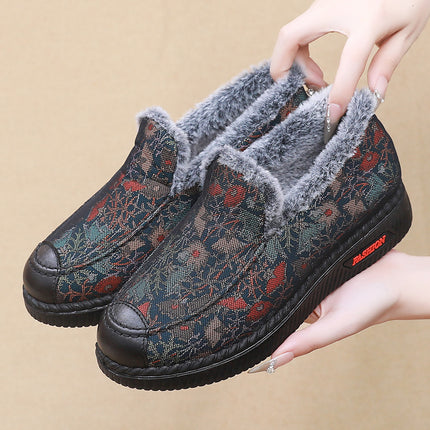 Old Beijing cloth shoes mother shoes winter grandma warm non-slip middle-aged fleece-lined women's shoes old lady cotton shoes