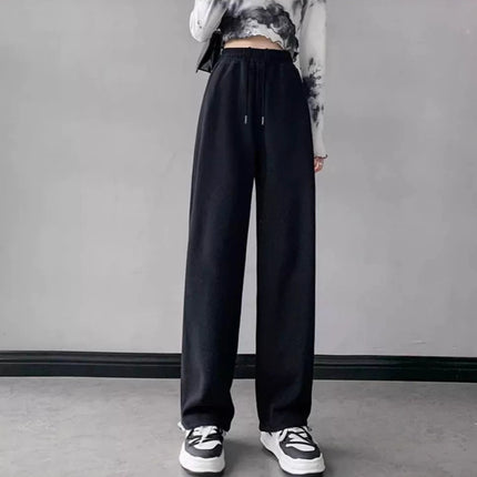 Drawstring Convertible Sweatpants for Women, Spring and Autumn 2025 New Style, Loose Casual American Style, White and Gray, Petite Straight-Leg Sweatpants