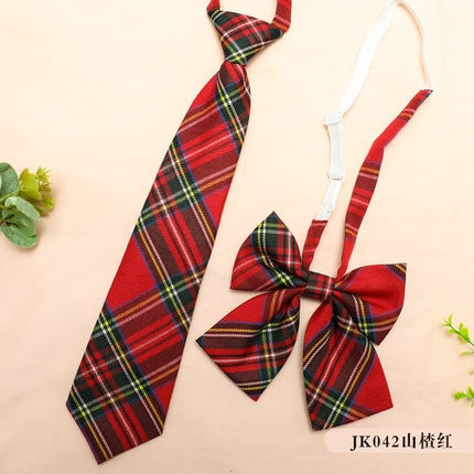 JK Uniform Accessories Non-Tie College Style Plaid Tie Collar Flower suit Flat Corner Bow Tie Feather Root Small Thing with Korean Style