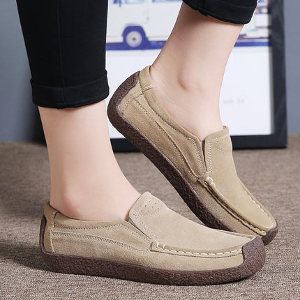 Cross-border women's shoes genuine leather flat heel slip-on casual shoes for teenagers and students nurse shoes pregnant women's mom shoes can be sent on behalf