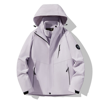 Three-In-One Detachable Autumn and Winter Jacket for Couples, Unisex Windproof and Waterproof Mountaineering Clothing with Fleece Lining