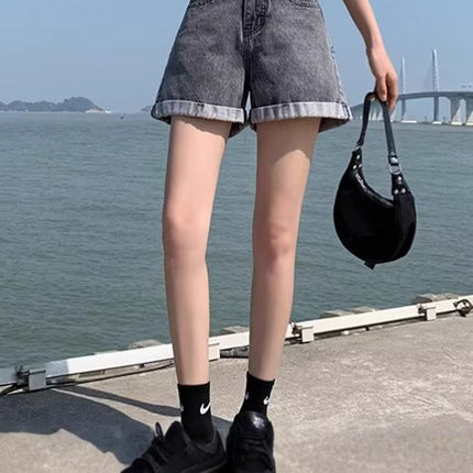 Women's Summer Thin Denim Shorts 2025 New Trendy High-Waisted Slimming Internet Celebrity Petite Loose A-Line Hot Pants