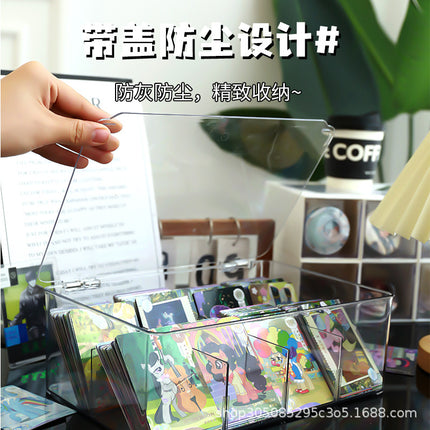 Card Storage Box, Card Organizer, Acrylic Compartment Display Rack, Stackable Drawer for Home Use