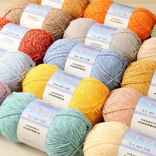 Qin-Dyed Milk Cotton Thread Medium Thick Wool Ball Hand-Knitted Baby Sweater Scarf DIY Material Package