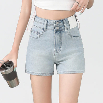 American Retro High Waist Denim Shorts Spring 2025 New Spice Girls Small Slimming Wide Leg A- shaped Hot Pants