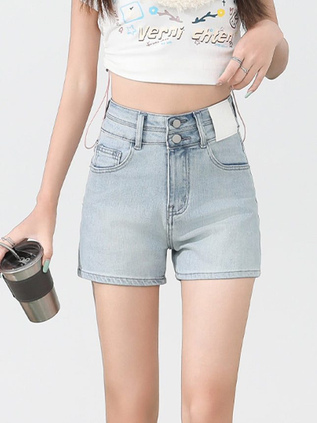 American Retro High Waist Denim Shorts Spring 2025 New Spice Girls Small Slimming Wide Leg A- shaped Hot Pants