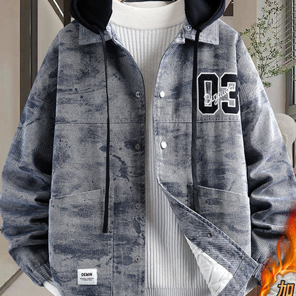 Spring Pure Cotton Thickened Jacket for Men, Teenagers, Students, Casual Loose Denim Jacket, Men's Spring and Autumn Warm Top