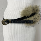 Retro rivet black forehead belt fur
