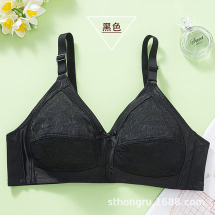 Cross-Border Sexy Ultra-Thin Lace Large Size Bra for Big Breasts, No Rims, Push-Up Adjustable Bra in Stock