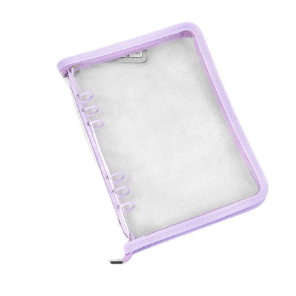 Japanese A5 Transparent Loose-leaf Black Glitter Zipper 6-hole Notebook Ins Style Star Chaser Ledger PVC Case