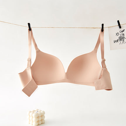 One-Piece Seamless Underwear for Women, Smooth Surface, Wire-Free Bra, Beautiful Back, Integrated Fixed Cup Bra, Lightweight Thin Molded Cup
