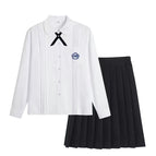 Girls long-sleeved shirt + black skirt + black bow tie / XS