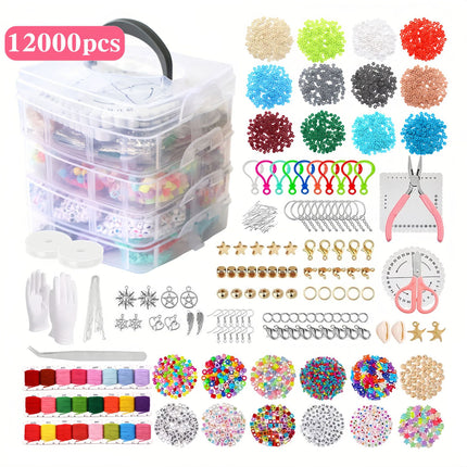 Cross-Border Amazon Four-Layer Box Kidsren's Bracelet Beaded DIY Material Package Set Bracelet Beaded Jewelry Beads