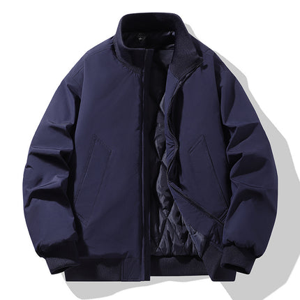 Casual Clothing for Men, Flight-Style Warm Clothing, Men's Hong Kong-Style Trench Coat, Youth Trendy Brand, 2025 Winter Fleece-Lined Thick Short Cotton Jacket