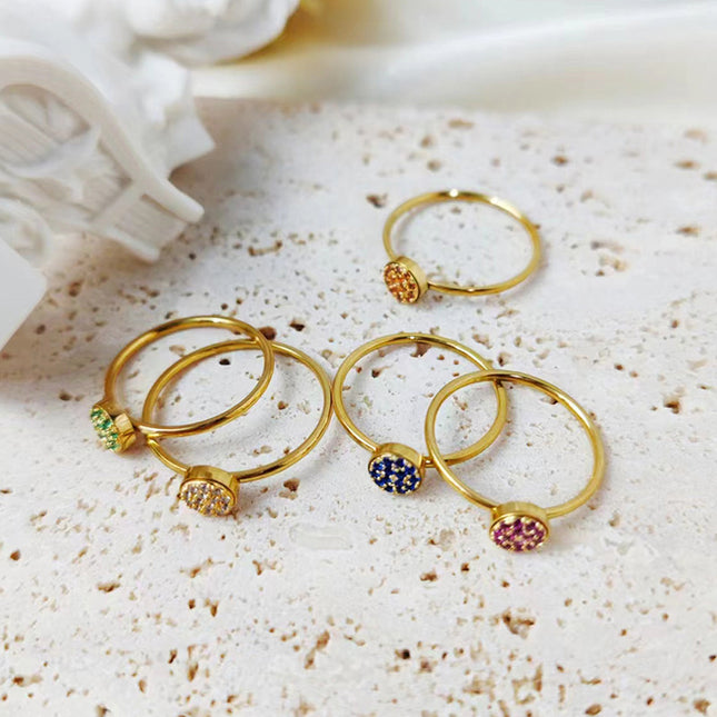 Cross-border foreign trade new stainless steel diamond ring Women's Light luxury December birthday stone ring gift wholesale