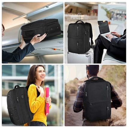 Simple Business Laptop Backpack 17inch Multi-Function USB Charging School Bag Large Capacity Backpack
