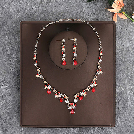 Korean Bride Necklace Earrings Two-piece Decorations Wedding Yarn Wedding Jewelry Wedding Accessories Dance Studio