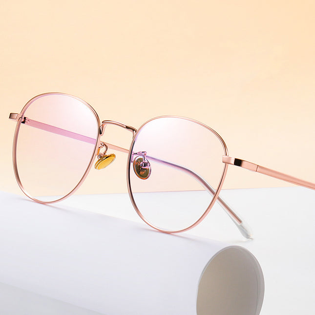 in stock anti-blue light flat mirror plain metal eye frame non-magnetic titanium adjustable degree artistic myopia mirror frame