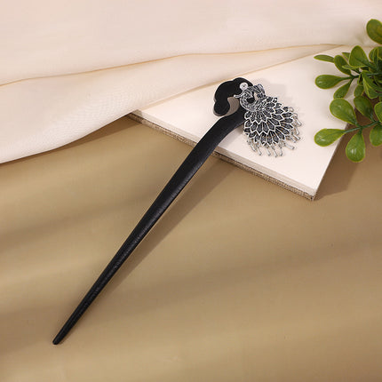 Antique Hairpin Tassel Step Wooden Hairpin Imitation Ebony Headwear Disc Hair Han Clothes Accessories Hair-pulled Ancient Clothes Hair Women