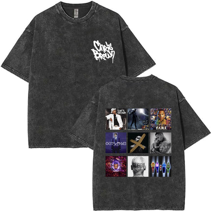 Vintage Washed Chris Brown Pop Music Album Cover Graphic t Shirt