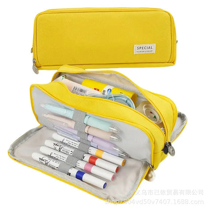 Large-Capacity Retractable Pencil Case Stationery Box in Japanese and Korean Style, Macaron Color, Upgraded Version for Primary and Secondary School Students, in Stock