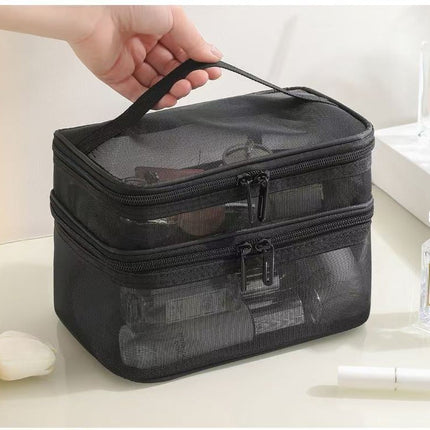 Mesh Cosmetic Bag, Large Capacity, Cosmetic and Toiletries Cosmetics Bag, Travel Cosmetics Bag, Portable and Printable Logo