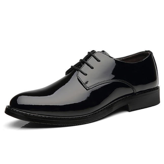 Men's Business Formal Wear Genuine Leather Black Patent Leather Shoes Men's Trendy Shoes for Work Spring and Autumn Korean Style British Pointed Toe Men's Shoes