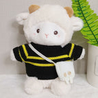 Black striped sweater + white bag / About 23cm