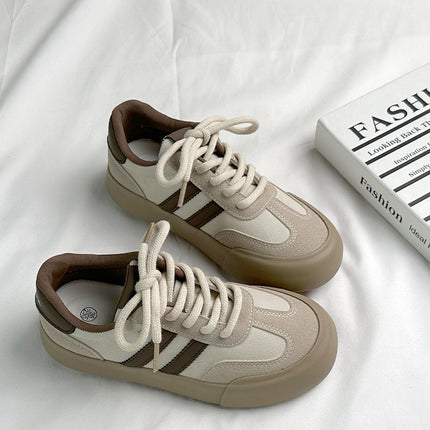 6354 Maillard Women's Training Shoes, 2024 Autumn Low-Top Thick-Soled Brown Beige Casual Retro Vintage Style