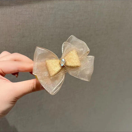 Light luxury high-grade bowknot ball head grip elegant rhinestone back head updo artifact high and low ponytail hair accessories