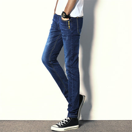Spring and autumn men's jeans men's Korean version of slim elastic leggings autumn and winter straight trousers a generation of hair