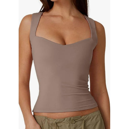 Cross-border European and American Women's Outer Wear Sleeveless Sling Clothing Square Collar Spice Girl Vest Jane Man Inner Wear Pullover Umbilical Top