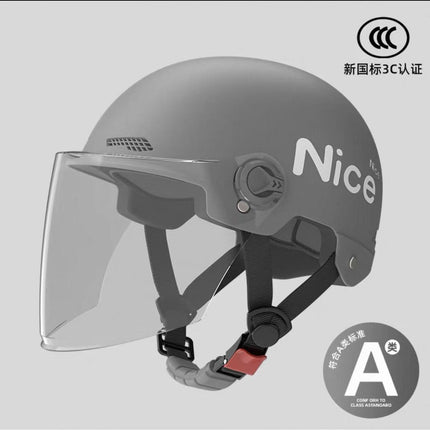 New National Standard 3C Certified Electric Vehicle Helmet for Men, Summer, Women's Battery Motorcycle Half Helmet, Lightweight Anti-Collision Helmet