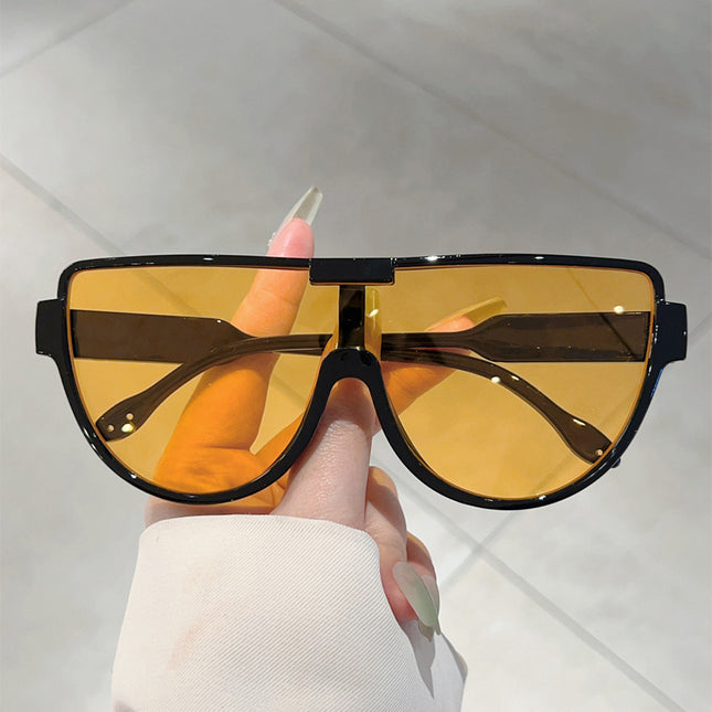 Fashion Large Frame Conjoined Internet Celebrator Same Style Aviator Women's Sunglasses Advanced Sense Trendy Street Photoshoot Windproof Sunglasses