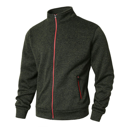 Plus-Size Men's Autumn and Winter Stand-Collar Cardigan Sweatshirt, Cationic Fleece-Lined Knit Jacket, Extra-Large Men's Clothing, In-Stock Fast Delivery
