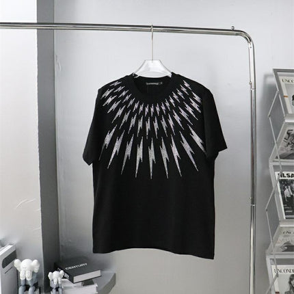 340kg plus fat plus size European trendy brand blockbuster hot drilling lightning men and women wear loose short sleeve T-shirt fat jacket