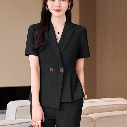 Business wear suit women's summer thin summer elegant goddess fan Gao end hotel front desk workwear suit overalls