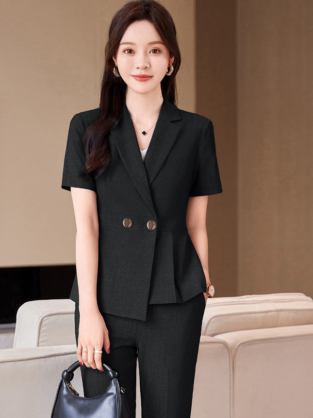 Business wear suit women's summer thin summer elegant goddess fan Gao end hotel front desk workwear suit overalls