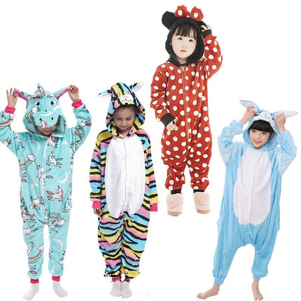 2025 New Cartoon One-Piece Animal Pajamas for Children, Thickeneded Flannel New Performance Clothes, Exclusively for Cross-Border Supply