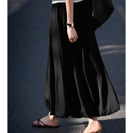 25 years spring new high-gloss moment elastic waist covering flesh lantern bud skirt puffy skirt