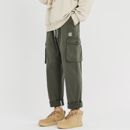 Trendy brand American retro men's high quality spring straight loose workwear 2024 New drape wide leg trousers