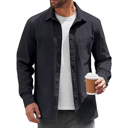 2024 Amazon Hot Sale Men's Light Button-Up Shirt Jacket Casual Jacket Inch Shirt Cotton Jacket