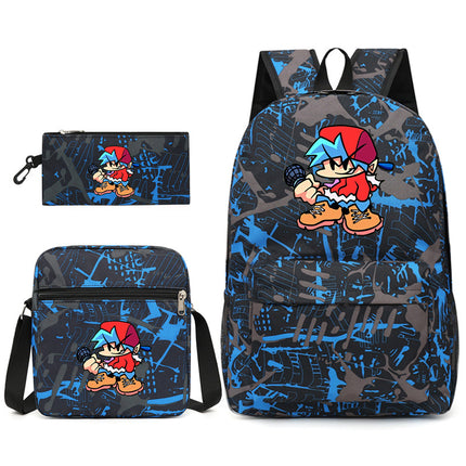 2021 Friday night backpack shoulder bag pencil case three-piece canvas schoolbag set