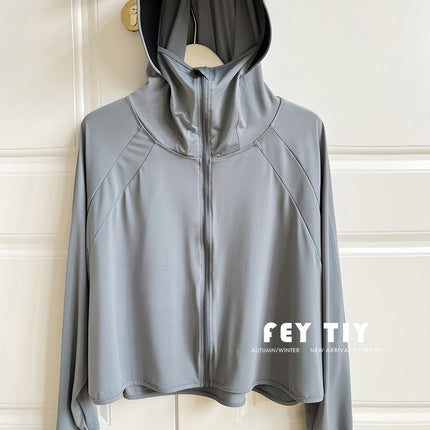 Black Gel Ice Silk Cardigan Summer Women's 2025 New Hooded UV-resistant Sunshade Lightweight Breathable Sunscreen Clothing
