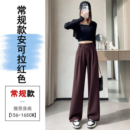 Grey high-end suit pants women's spring and autumn drape pants 2024 new small straight pants narrow wide leg pants